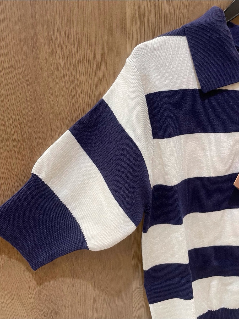 Miu Miu Navy and White Striped Polo Knit Top - Picture 5 of 9
